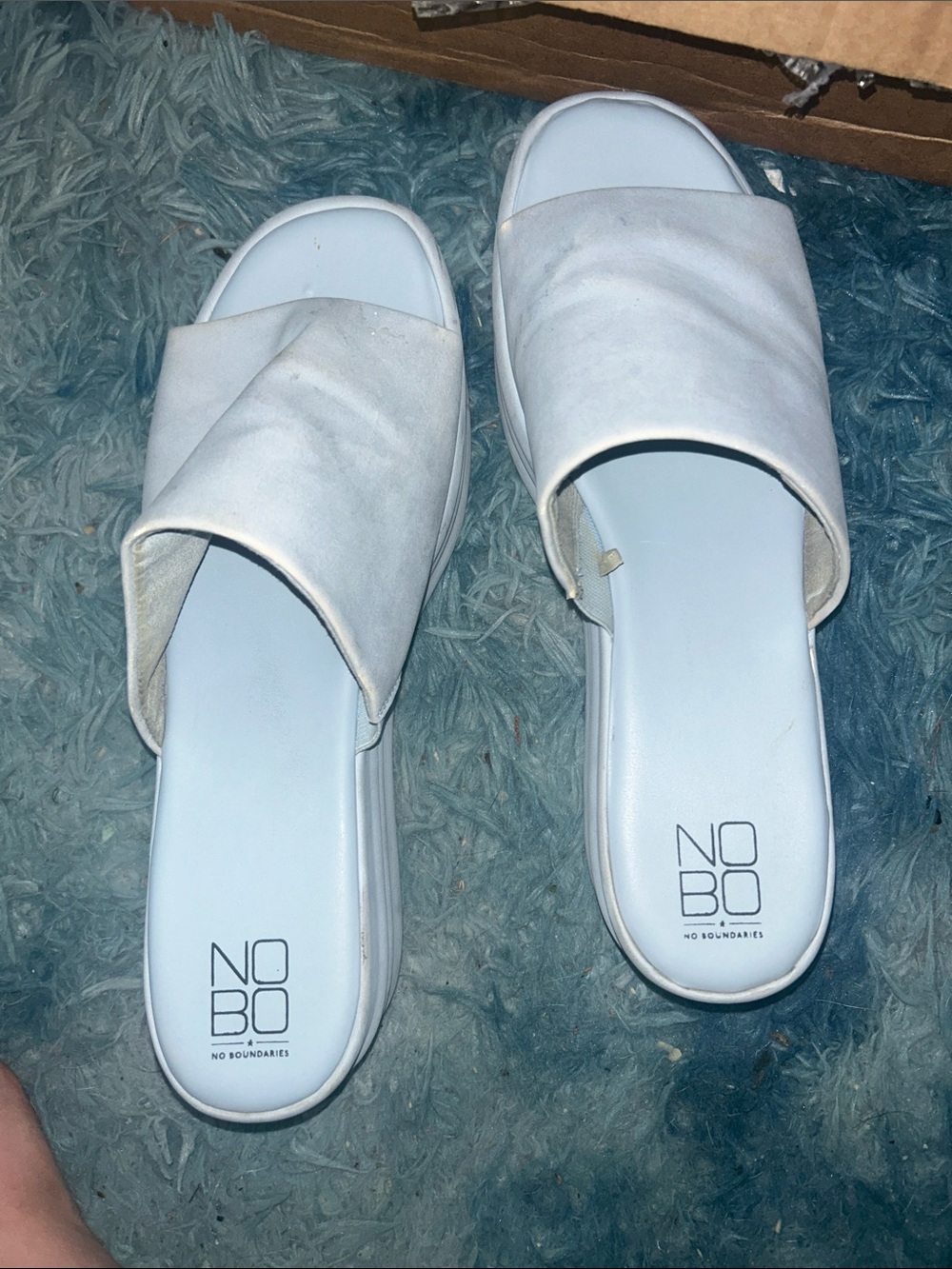 NOBO White Slip-On Cross-Band Slide Sandals